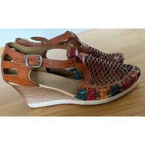 Handcrafted Mexican Leather Huaraches Wedge Sandals Women Size US 7.5 Brown